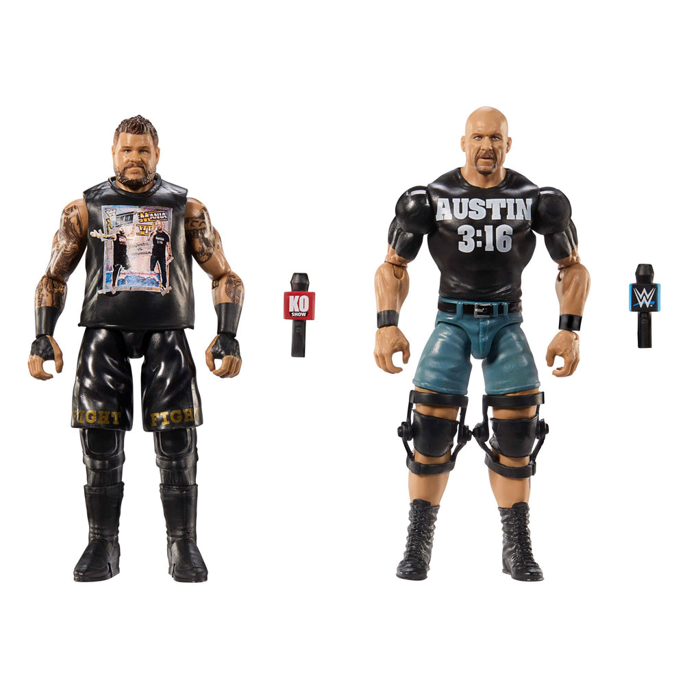 Mattel WWE Main Event Stone Cold Steve Austin figure with detailed ring gear for display.