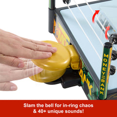 Mattel WWE Money in the Bank playset includes launcher crane for dramatic moves.