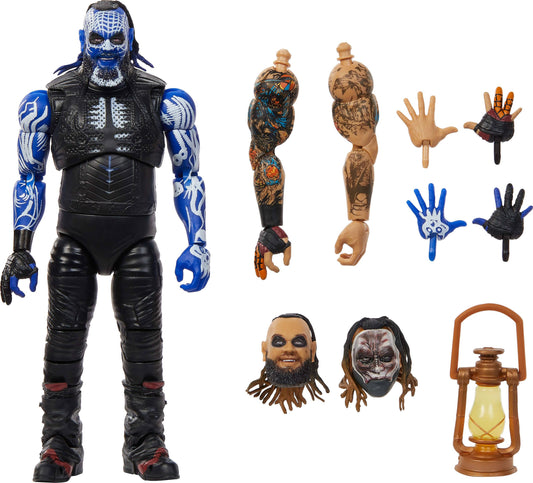 Mattel WWE Bray Wyatt figure with swappable heads for varied expressions.