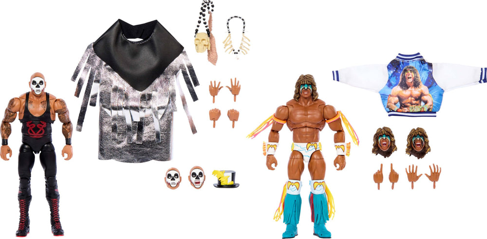 Mattel WWE Ultimate Edition Warrior head sculpt close-up for realistic display.