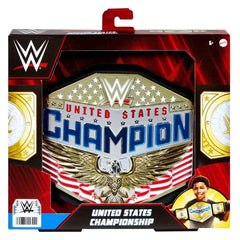 Mattel WWE United States Championship belt front view showing authentic styling for role-play