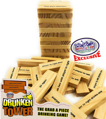 Matty's Toy Stop Drunken Tower in action with friends laughing