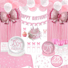 Maudundon Pink Bow plates 9-inch for festive gatherings