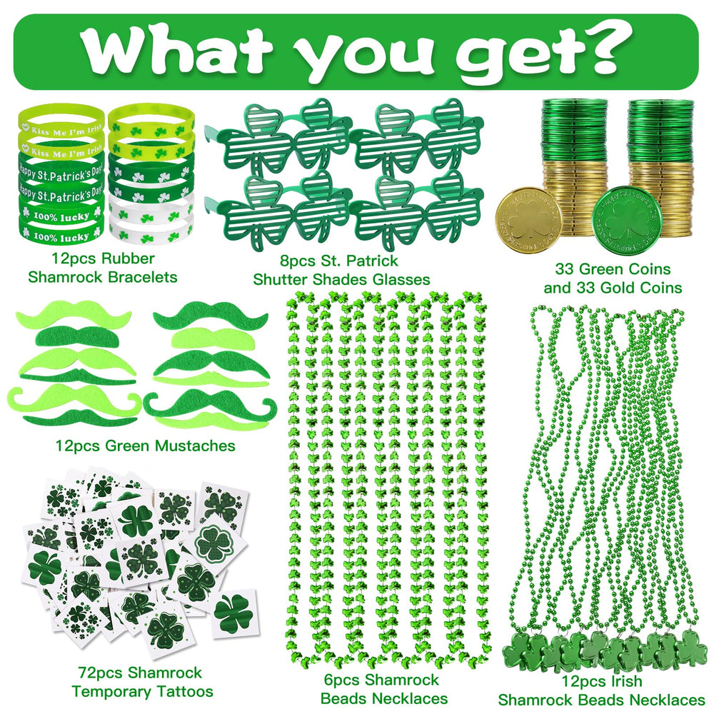 Max Fun rubber shamrock bracelets for party favors.