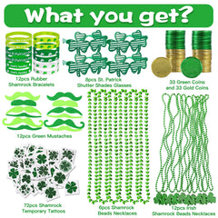 Max Fun rubber shamrock bracelets for party favors.