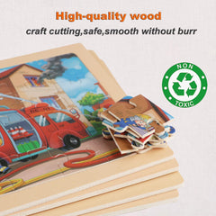 MAX JHQIQU wooden storage tray keeps puzzles organized after use.