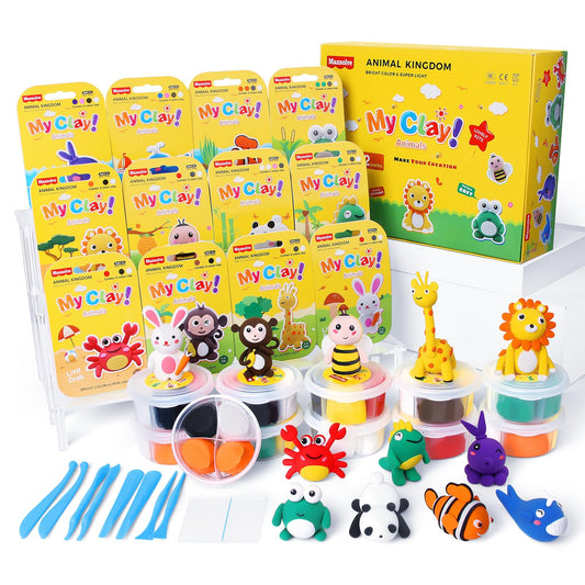 Maxsolve air dry clay 12 animals kit in packaging for imaginative play.
