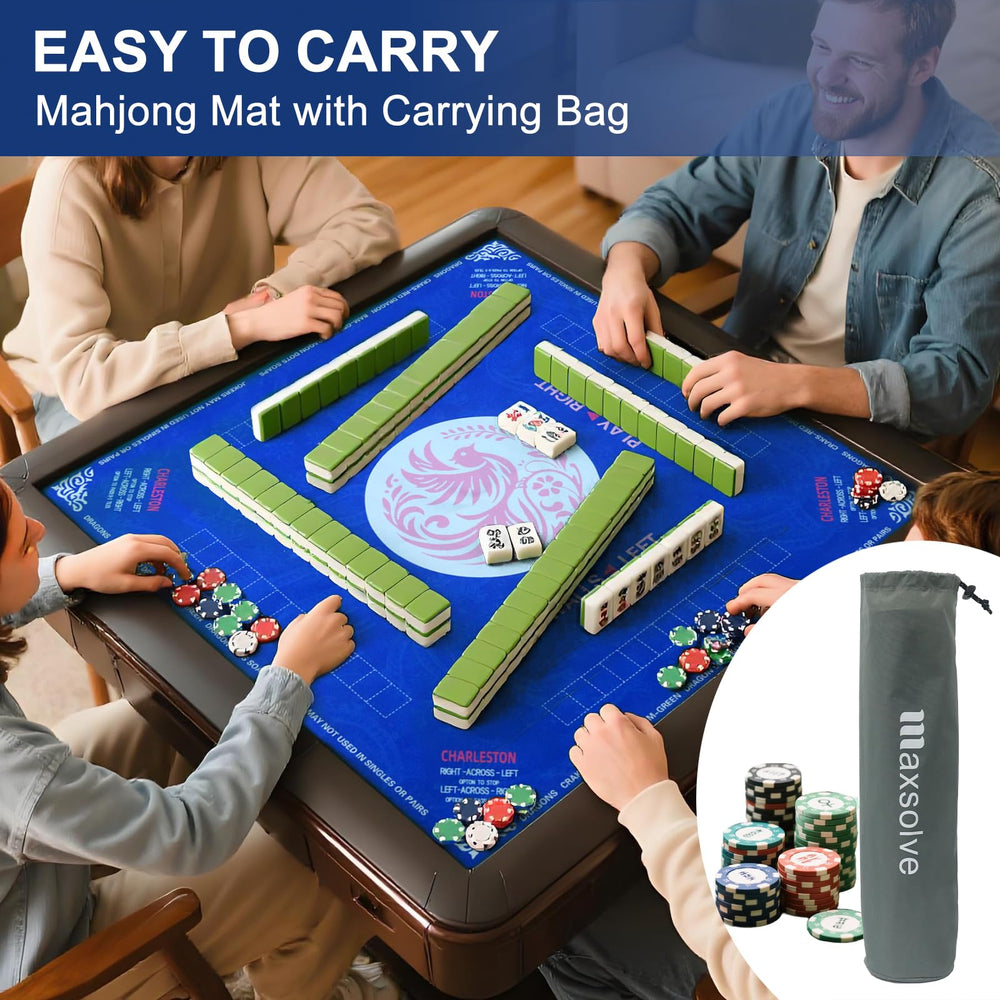 Maxsolve Mahjong Mat blue design adds stylish flair to family game time.
