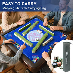 Maxsolve Mahjong Mat blue design adds stylish flair to family game time.