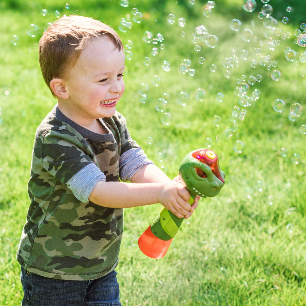 Maxx Bubbles Dinosaur Wand safety-tested for family enjoyment.