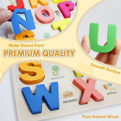 MAYAPHILOS colorful ABC board design sparks color recognition and letter familiarity in kids.