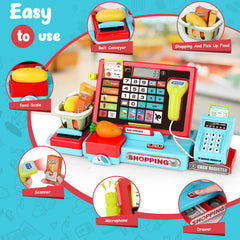 Maysida 52PCS toy cash register in piano mode for musical pretend play