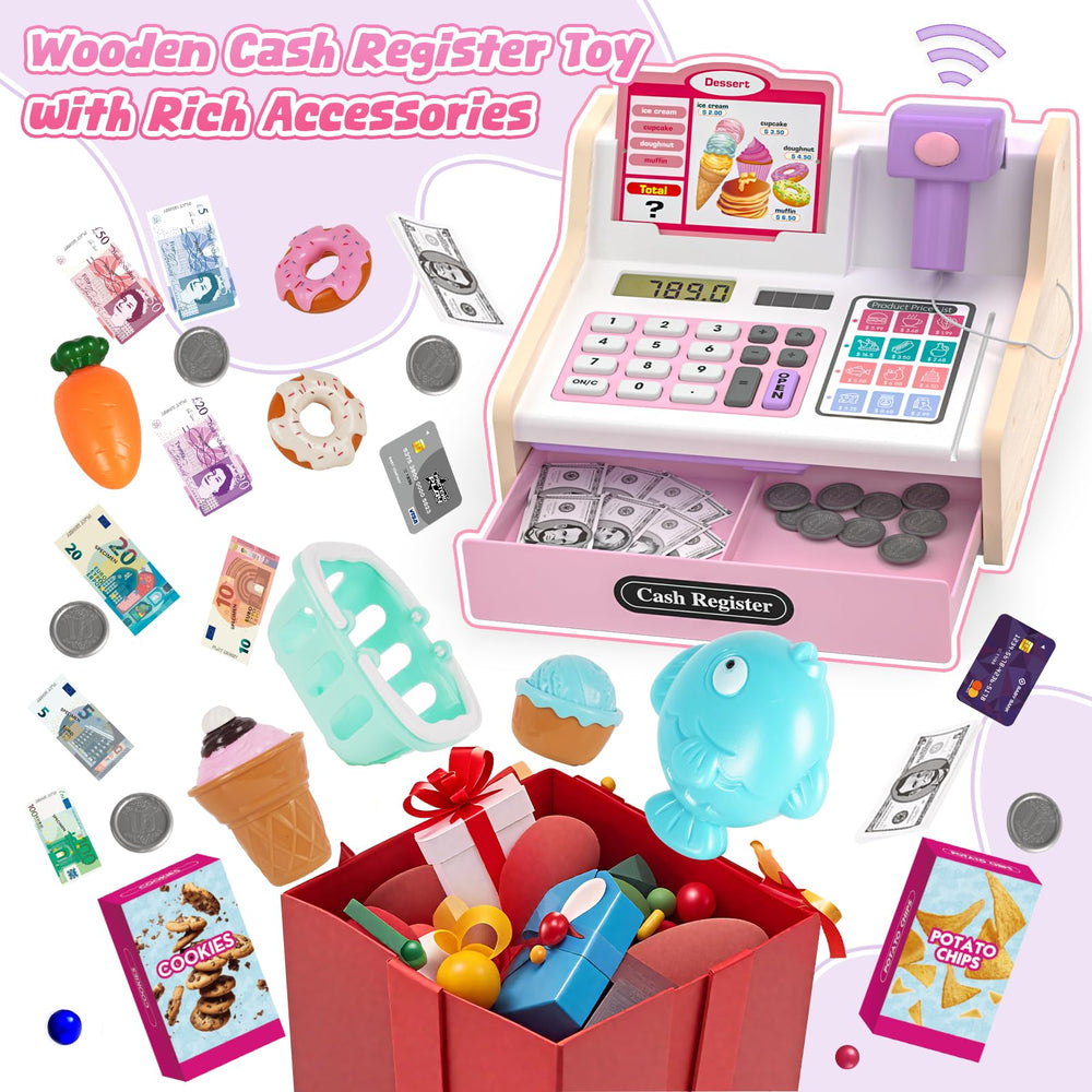 Maysida cash drawer with accessories for immersive pretend shopping