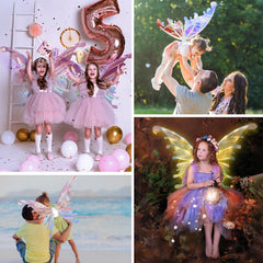 Maysida fairy wings glow softly and flutter, ideal for imaginative play.