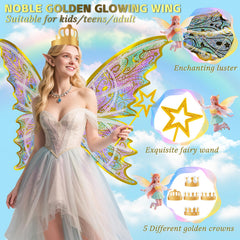 Maysida Gold Princess Crowns Set complements the fairy wings