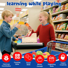 Maysida wooden cash register with accessories bundle supports role-play and early math skills.