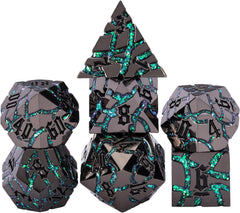 Maywin cracked rune d20 with green vein glow enhances dramatic D&D rolls