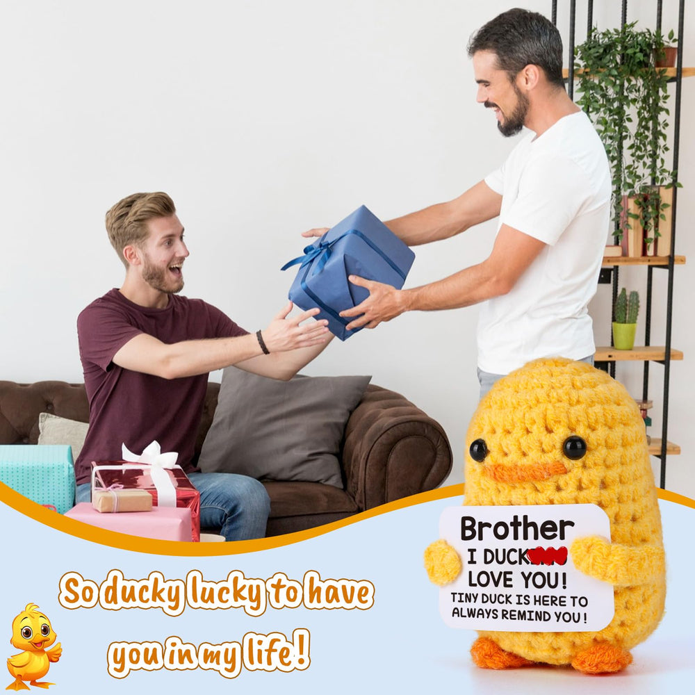 MBL brother birthday crochet duck, charming dorm room accessory