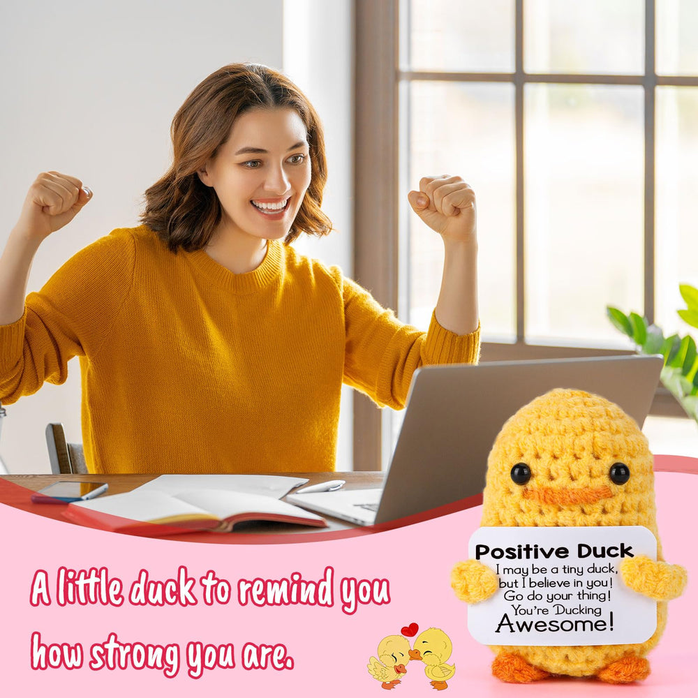 MBL crochet duck includes a positive gift note for a thoughtful present.