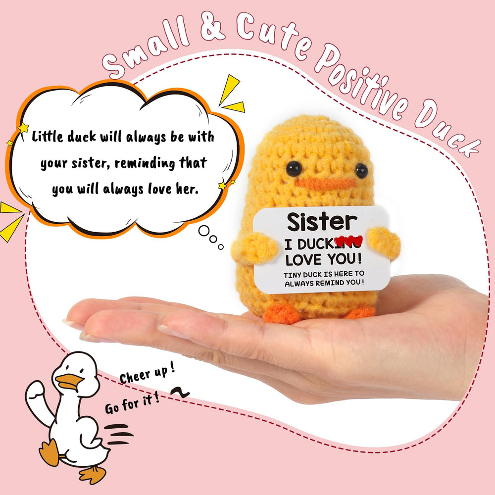 MBL cute desk companion crochet duck on a workspace for smiles