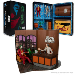 McFarlane Toys DC Multiverse Joker Live with Murray Franklin backdrop enhances display storytelling