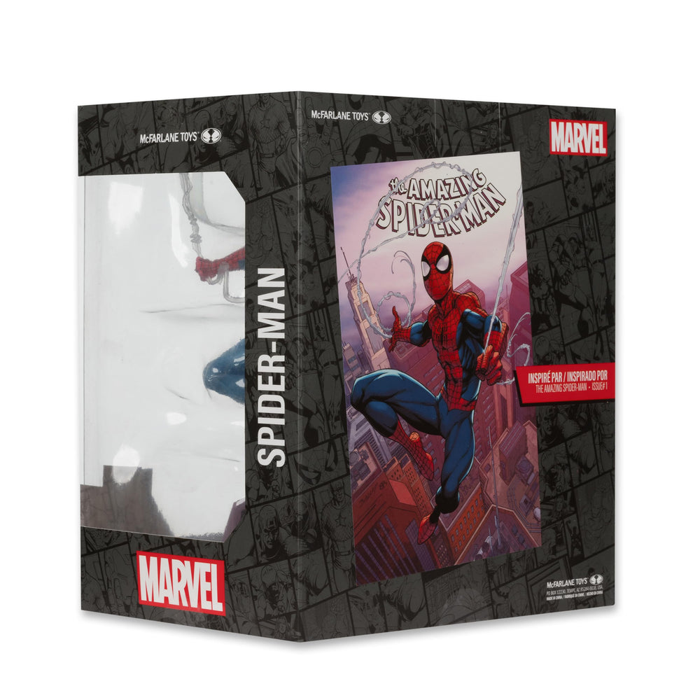 Shelf-ready Spider-Man 1:10-scale display setup