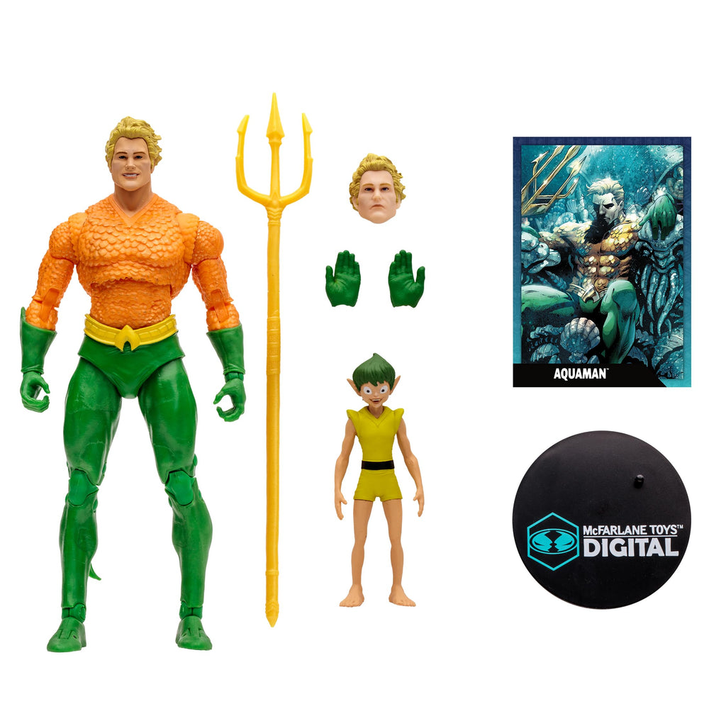 McFarlane Toys Aquaman DC Classic figure with 22-point articulation for dynamic posing.