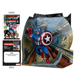 McFarlane Toys Captain America 1:10 backdrop scene enhances display.