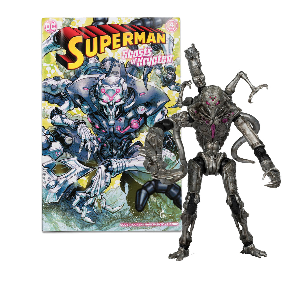 McFarlane Toys Brainiac 7-inch figure ready for dynamic display and poseable action.