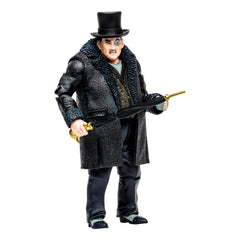 McFarlane The Penguin coat details boost Arkham City authenticity on display.