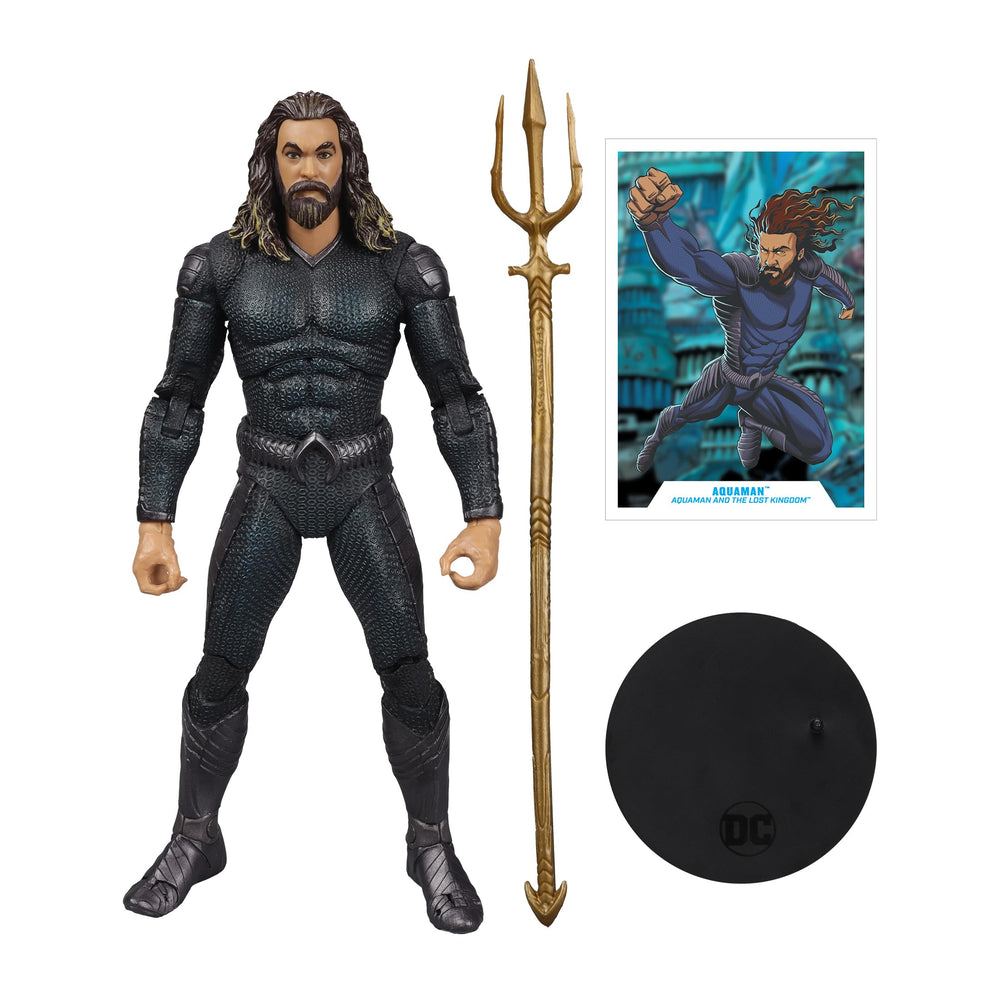 McFarlane Toys Art card with Aquaman stealth suit character art and biography.