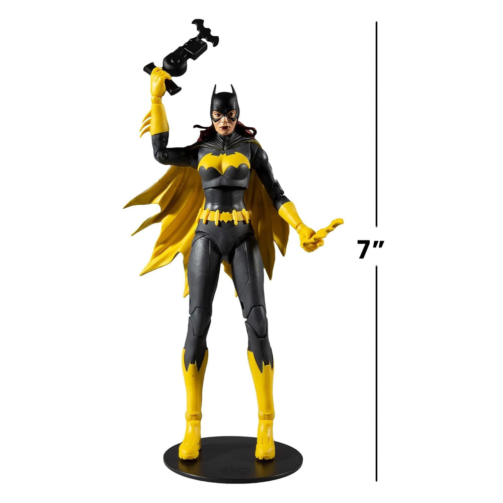 Side view of Batgirl figure highlighting cape silhouette and design