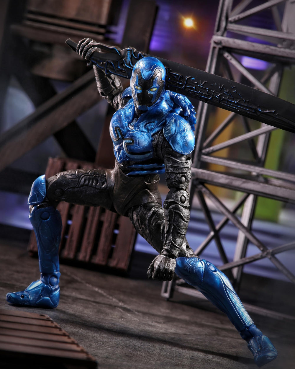 Blue Beetle 7-inch figure in dynamic articulated pose by McFarlane Toys
