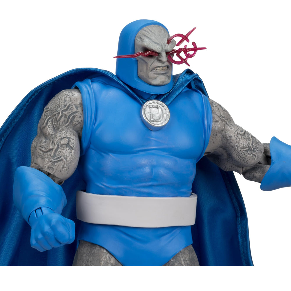 McFarlane Toys Darkseid soft goods cape enhances dramatic silhouettes.