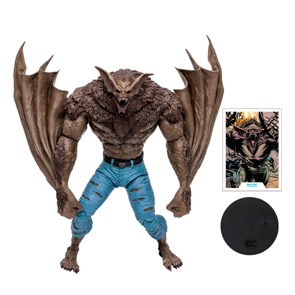 McFarlane Toys Man-Bat collectible card back with biography