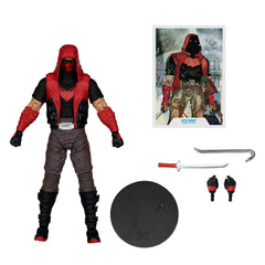 McFarlane Toys DC Multiverse Red Hood wazikashi sword enhances display storytelling.