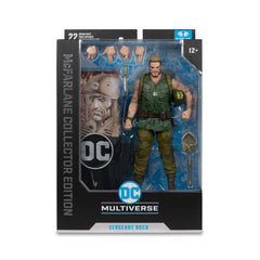 McFarlane Toys DC Multiverse Sgt Rock trench shovel pose on display
