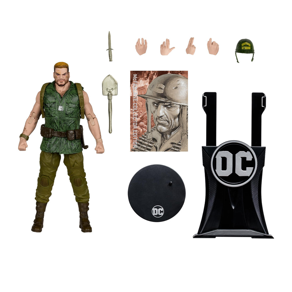 McFarlane Toys DC Multiverse Sergeant Rock with helmet accessory ready for display