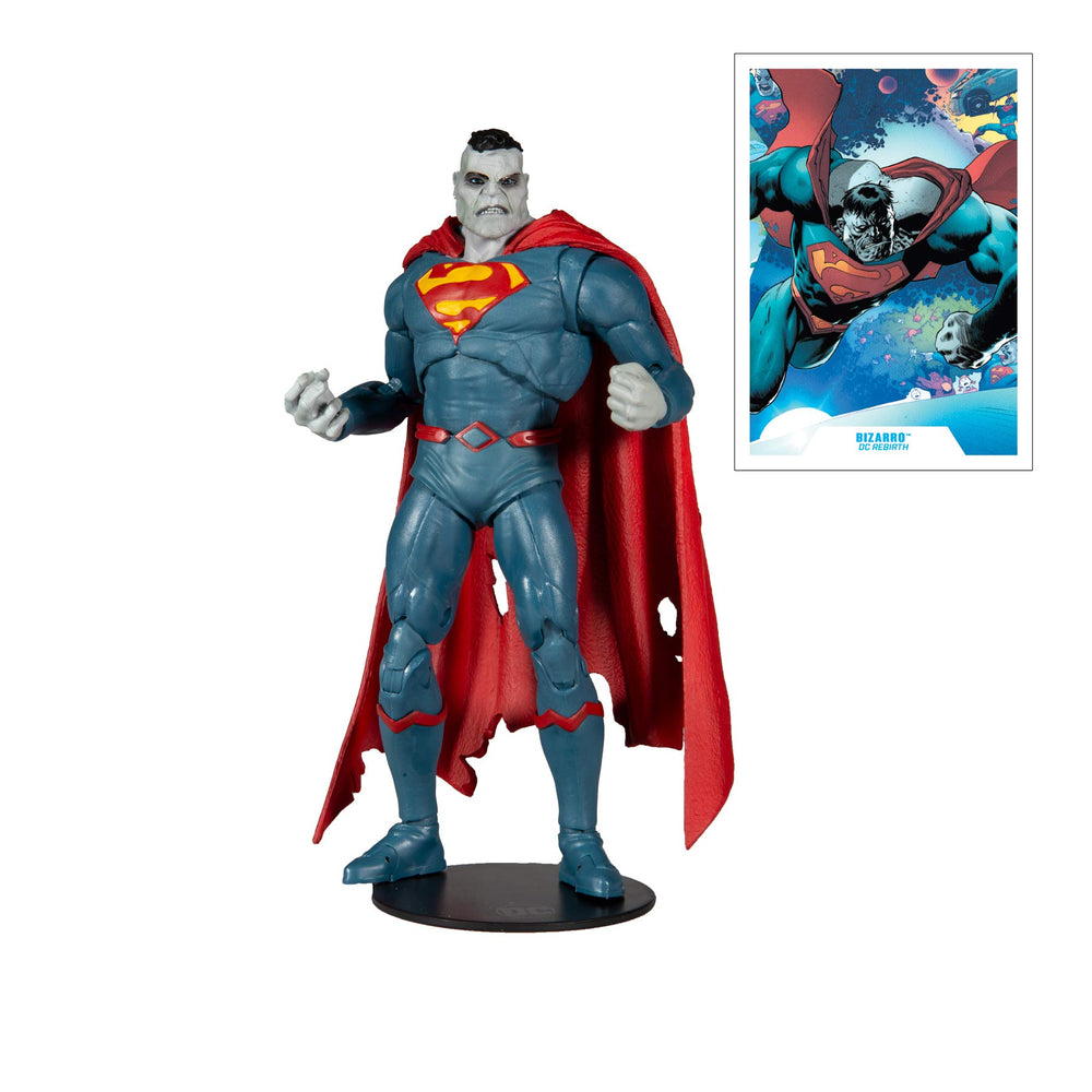 McFarlane Toys DC Multiverse Superman Bizarro art card back includes character biography.
