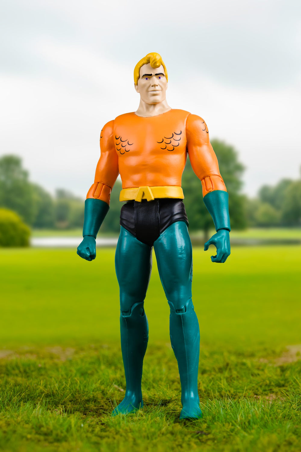McFarlane Toys DC Retro Aquaman sculpt close-up highlights retro suit and fins