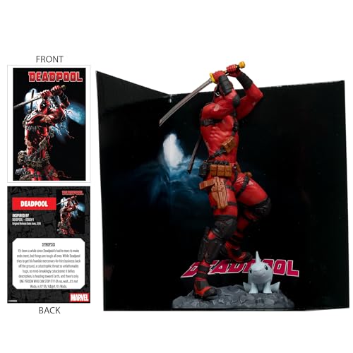 McFarlane Toys Deadpool 1:10 base and backdrop enhances diorama display.