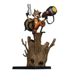 McFarlane Toys Marvel Rocket Raccoon 1:6 figure closeup highlights textures and character.