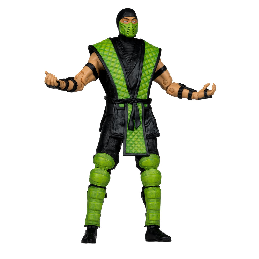 McFarlane Toys Mortal Kombat Klassic Reptile 7in battle stance showcases dynamic posing for action scenes
