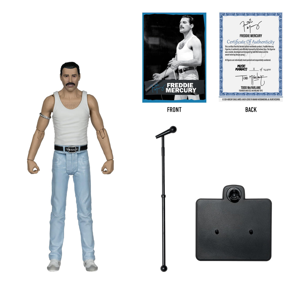 McFarlane Toys Music Maniacs Rock Freddie Mercury art card with certificate