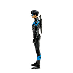 Detail shot highlighting Nightwing costume texture and design elements.