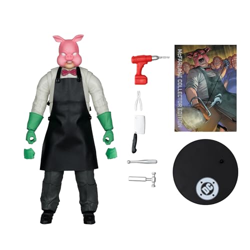 McFarlane Toys Professor Pyg detailed sculpt highlighting mask and costume.