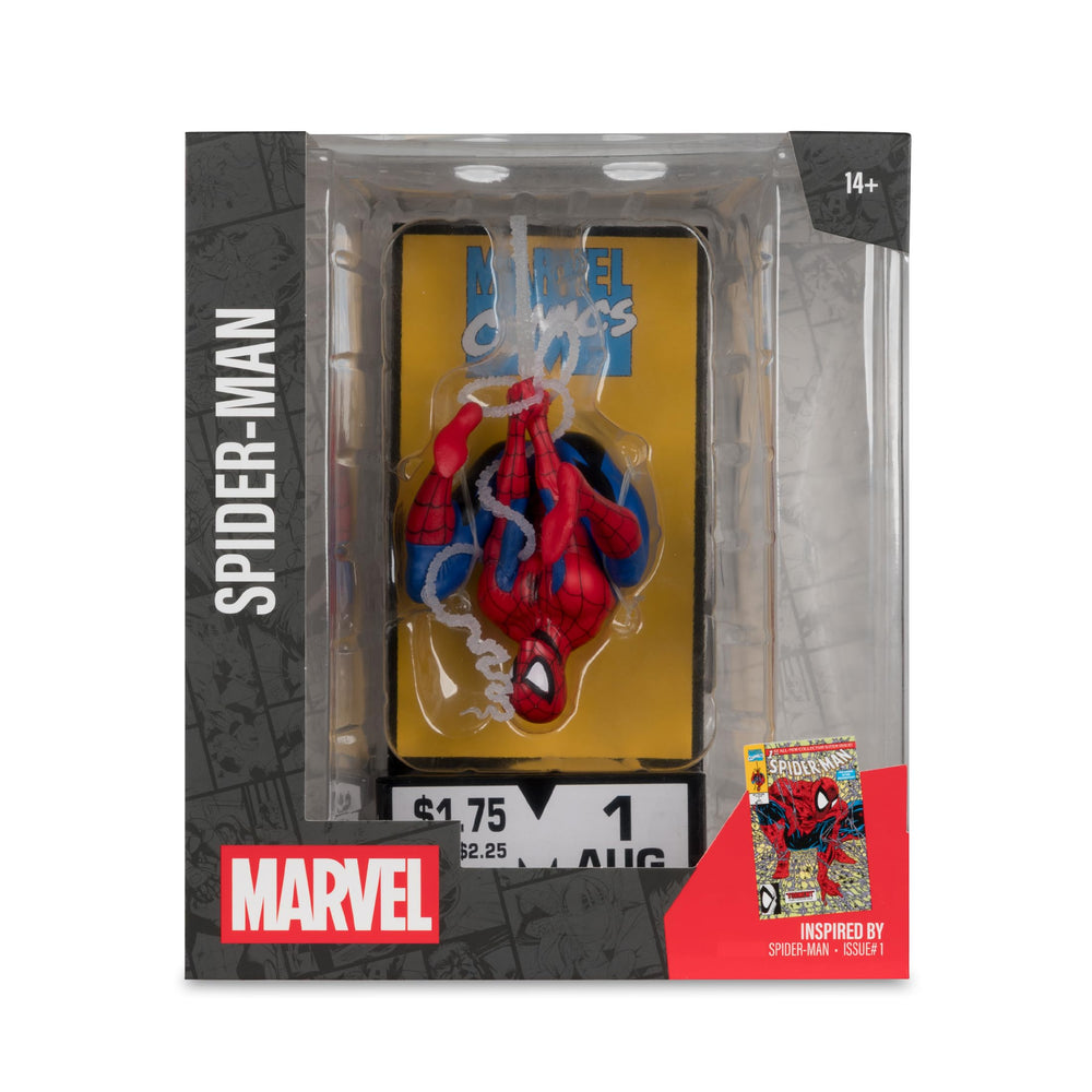 McFarlane Toys Spider-Man close view emphasizes suit details.