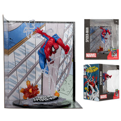 Close-up of Spider-Man figure pose by McFarlane Toys