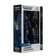 McFarlane Toys Warhammer 40K lieutenant display base enables stable posing.