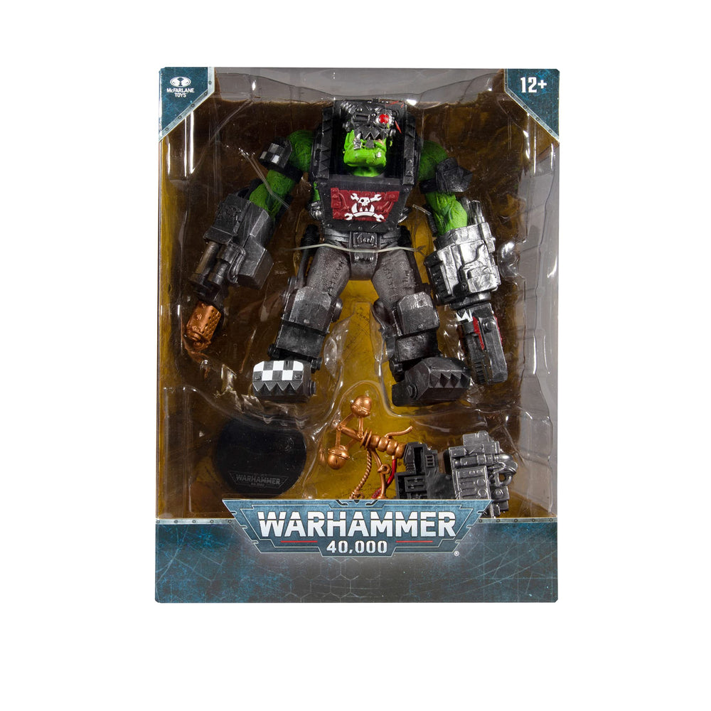 McFarlane Toys Warhammer 40k Ork Big Mek detailed deco for display.